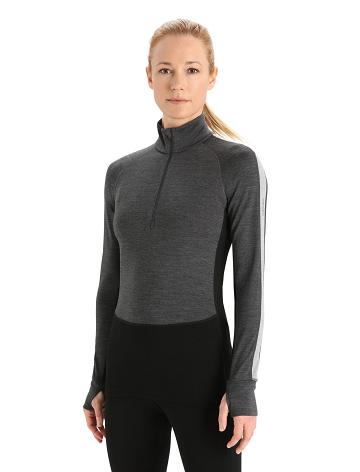 Base Layers Icebreaker 260 ZoneKnit™ Merino Long Sleeve Half Zip Femme Noir | FR 1880TCEV